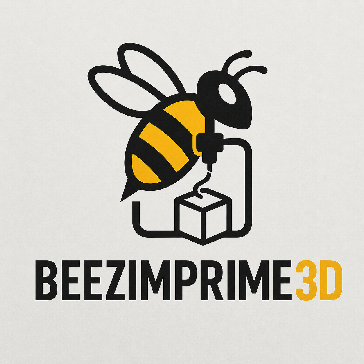 Logo Beezimprime3D : une abeille imprimant un objet en 3D
